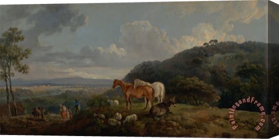 George Barret Morning Landscape with Mares And Sheep Stretched Canvas Painting / Canvas Art