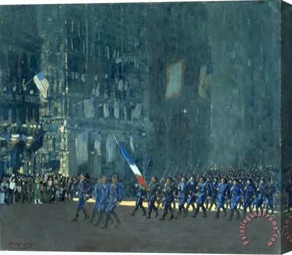 George Benjamin Luks Blue Devils on Fifth Avenue Stretched Canvas Painting / Canvas Art