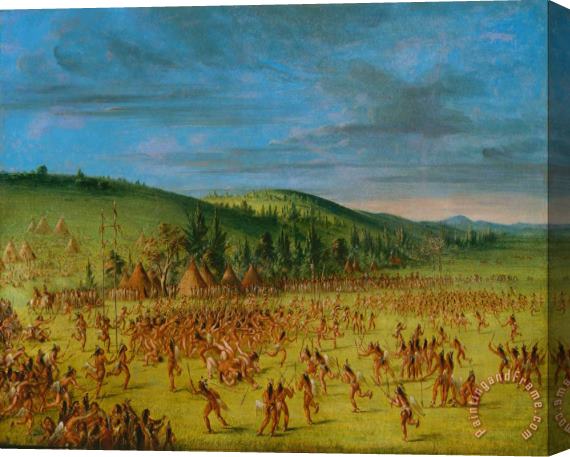 George Catlin Ball Play of The Choctaw Ball Up Stretched Canvas Print / Canvas Art