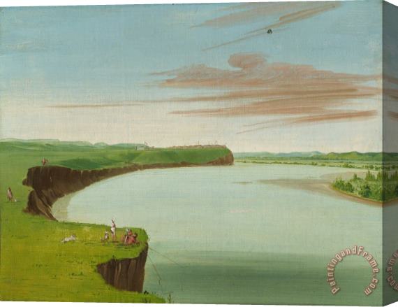 George Catlin Distant View of The Mandan Village Stretched Canvas Print / Canvas Art
