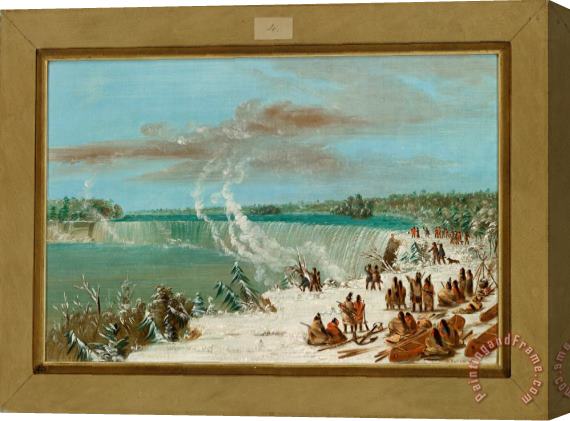 George Catlin Portage Around The Falls Of Niagara At Table Rock Stretched Canvas Painting / Canvas Art