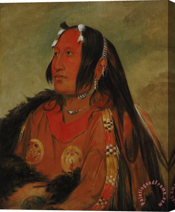 George Catlin Wi Jun Jon, Pigeon's Egg Head (the Light), a Distinguished Young Warrior Stretched Canvas Print / Canvas Art