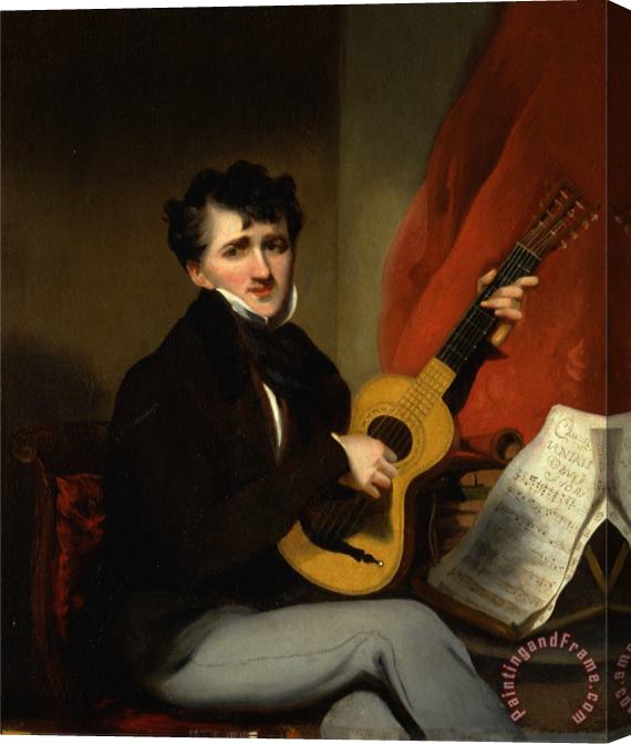George Chinnery Portrait of a Man Playing a Guitar Stretched Canvas Print / Canvas Art