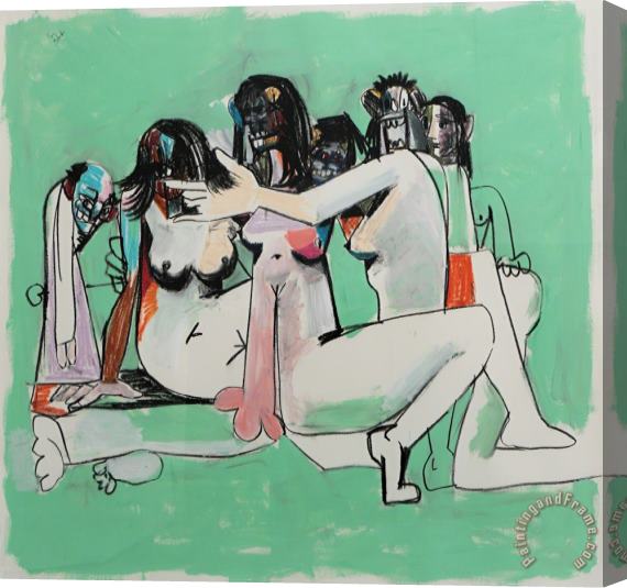 George Condo Green Orgy Composition, 2005 Stretched Canvas Print / Canvas Art