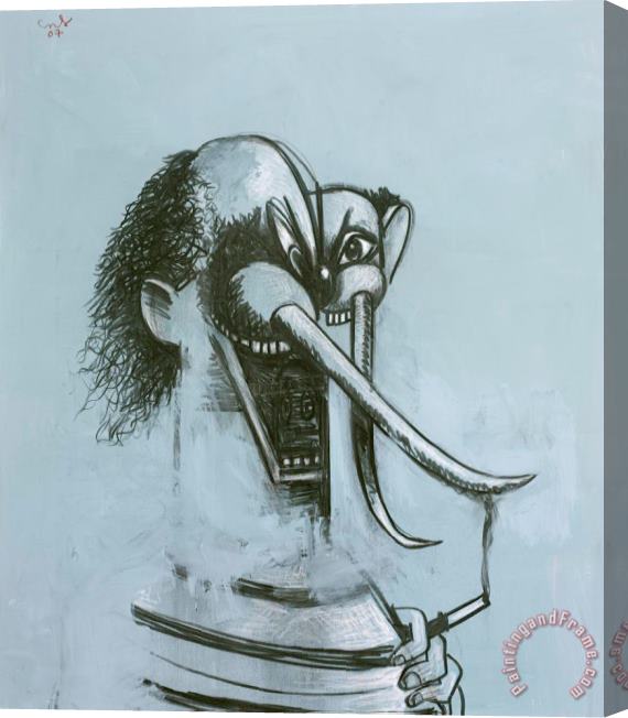 George Condo Modern Cave Man Stretched Canvas Painting / Canvas Art