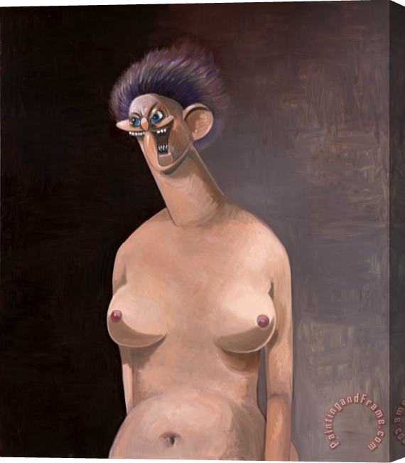 George Condo Nude with Purple Hair Stretched Canvas Print / Canvas Art