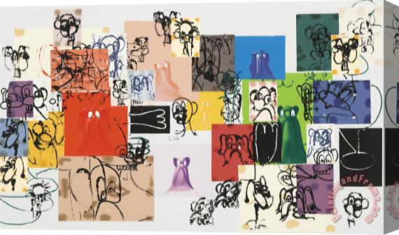George Condo Paper Faces, 1999 Stretched Canvas Painting / Canvas Art