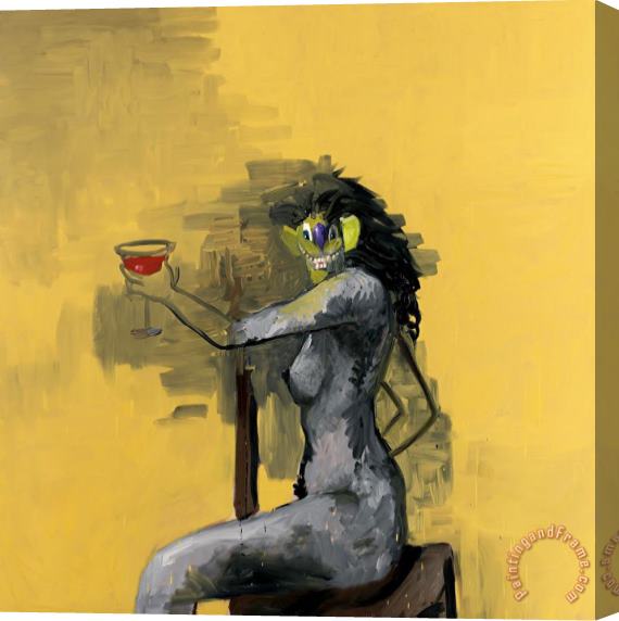 George Condo The Cocktail Drinker's Wife Stretched Canvas Painting / Canvas Art