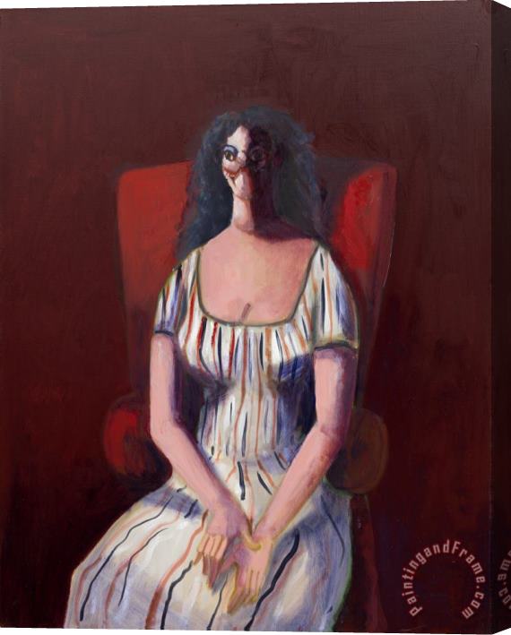 George Condo Woman on Red Chair, 2007 Stretched Canvas Painting / Canvas Art