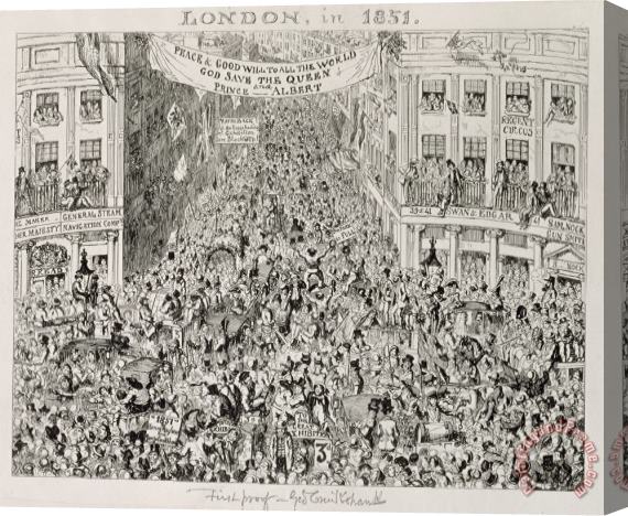 George Cruikshank Piccadilly During The Great Exhibition Stretched Canvas Painting / Canvas Art
