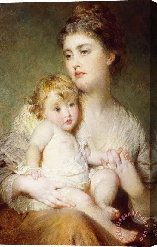 George Elgar Hicks Portrait Of The Duchess Of St Albans With Her Son Stretched Canvas Painting / Canvas Art