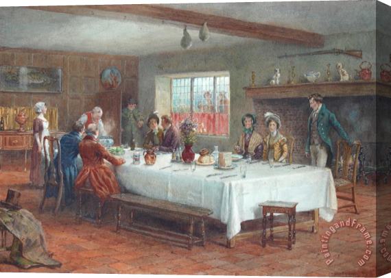 George Goodwin Kilburne A Meal Stop at a Coaching Inn Stretched Canvas Print / Canvas Art