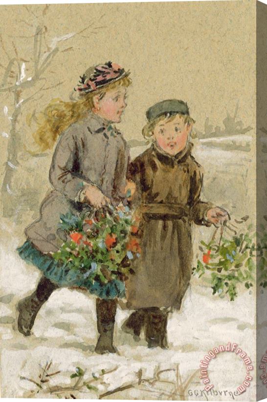 George Goodwin Kilburne Children Playing In The Snow Stretched Canvas Painting / Canvas Art