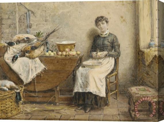 George Goodwin Kilburne Peeling Apples Stretched Canvas Painting / Canvas Art