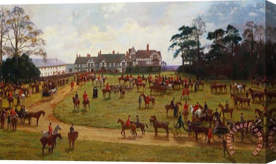 George Goodwin Kilburne The Cheshire Hunt The Meet At Calveley Hall Stretched Canvas Print / Canvas Art