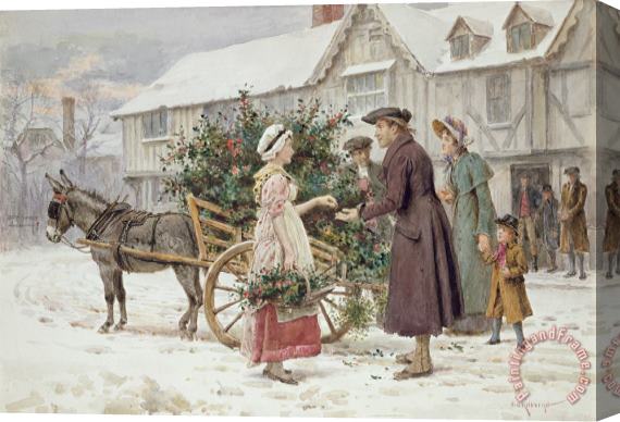 George Goodwin Kilburne The Holly Cart Stretched Canvas Print / Canvas Art