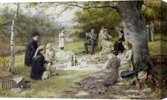 George Goodwin Kilburne The Picnic Stretched Canvas Print / Canvas Art