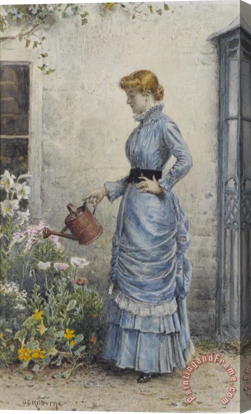 George Goodwin Kilburne Watering The Flowers Stretched Canvas Painting / Canvas Art