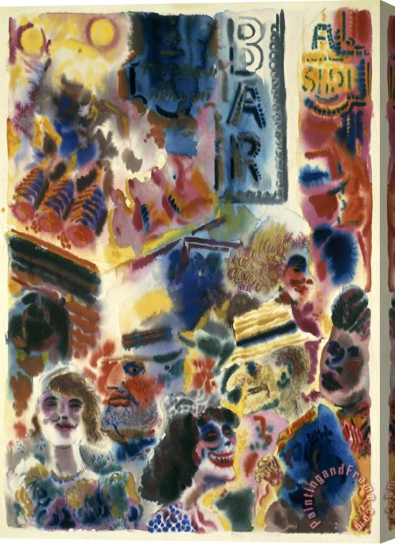 George Grosz Broadway Stretched Canvas Painting / Canvas Art
