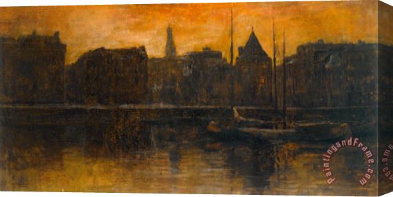 George Hendrik Breitner A View of The Prins Hendrikkade with The Schreierstoren, Amsterdam Stretched Canvas Print / Canvas Art