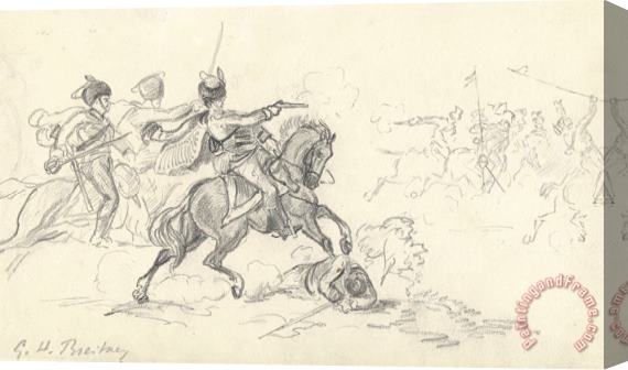 George Hendrik Breitner Cavaleriegevecht Stretched Canvas Print / Canvas Art