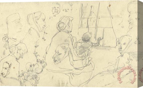 George Hendrik Breitner Schetsen Van Hoofden En Een Vrouw Met Een Kind Stretched Canvas Painting / Canvas Art