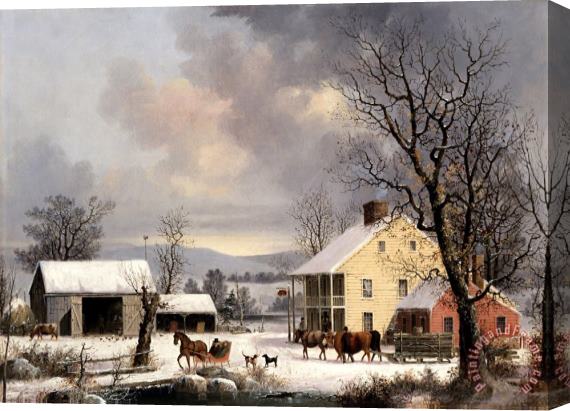 George Henry Durrie Winter in The Country Stretched Canvas Painting / Canvas Art