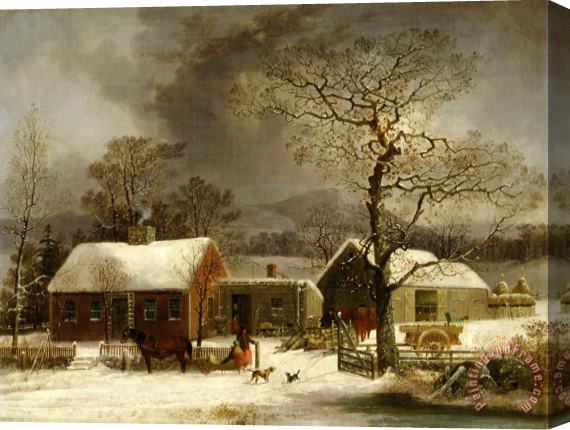 George Henry Durrie Winter Scene in New Haven, Connecticut Stretched Canvas Painting / Canvas Art