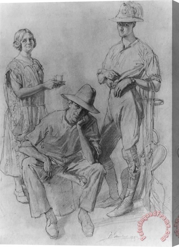 George Lambert Mrs Lambert, Mr Gordon And Mr Snekker Stretched Canvas Print / Canvas Art