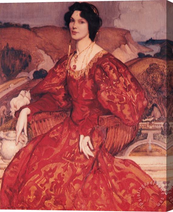 George Lambert Sybil Walker in Red And Gold Dress Stretched Canvas Painting / Canvas Art
