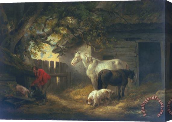 George Morland A farmyard Stretched Canvas Painting / Canvas Art