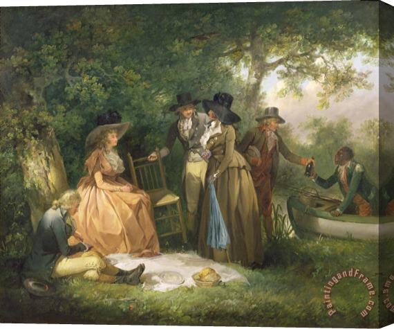George Morland The Angler's Repast Stretched Canvas Painting / Canvas Art