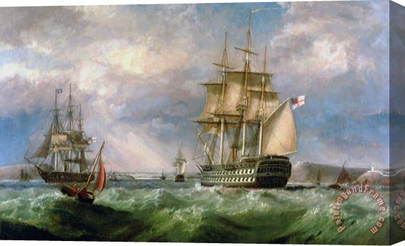 George Mounsey Wheatley Atkinson British Men-O'-War Sailing into Cork Harbour Stretched Canvas Print / Canvas Art