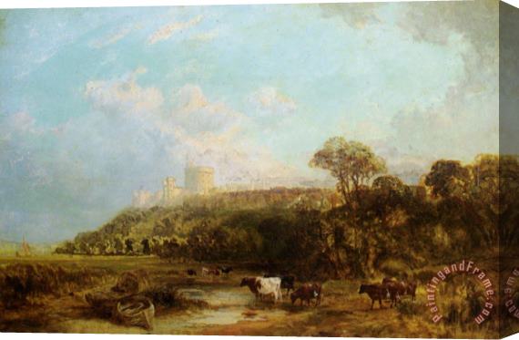 George Vicat Cole Cattle Watering Windsor Castle Beyond Stretched Canvas Painting / Canvas Art