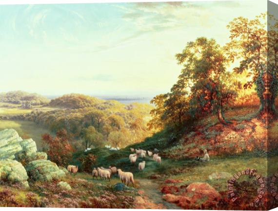 George Vicat Cole Watching the Flock Stretched Canvas Painting / Canvas Art