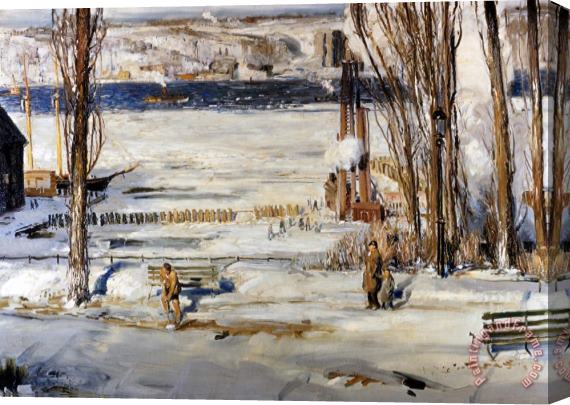 George Wesley Bellows A Morning Snow, Hudson River Stretched Canvas Print / Canvas Art