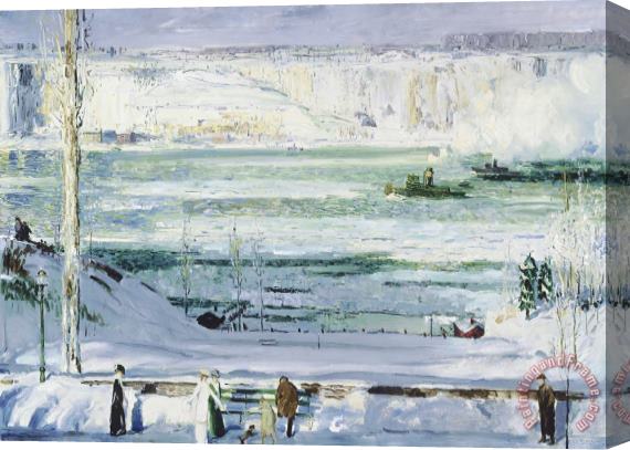 George Wesley Bellows Snow Capped River Stretched Canvas Print / Canvas Art