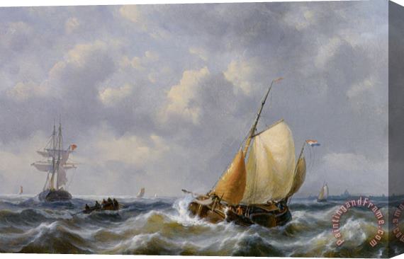George Willem Opdenhoff Shipping in Choppy Seas Stretched Canvas Painting / Canvas Art