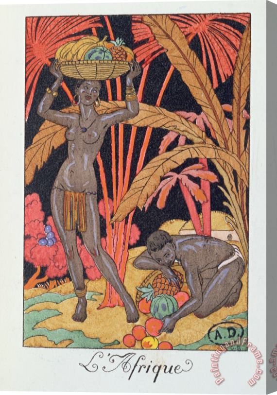 Georges Barbier 'africa' Illustration For A Calendar For 1921 Stretched Canvas Print / Canvas Art