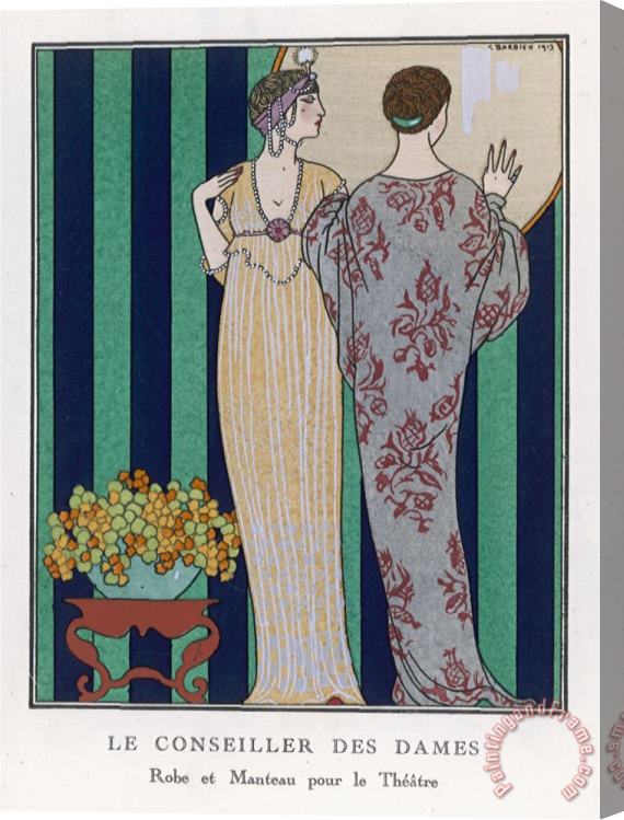 Georges Barbier High Waisted Clinging Gown Stretched Canvas Painting / Canvas Art