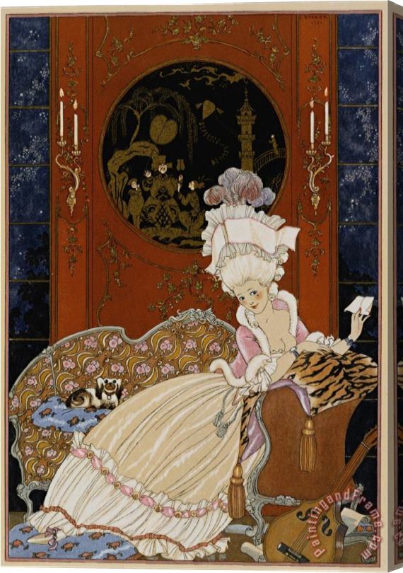 Georges Barbier Love Letter Stretched Canvas Painting / Canvas Art