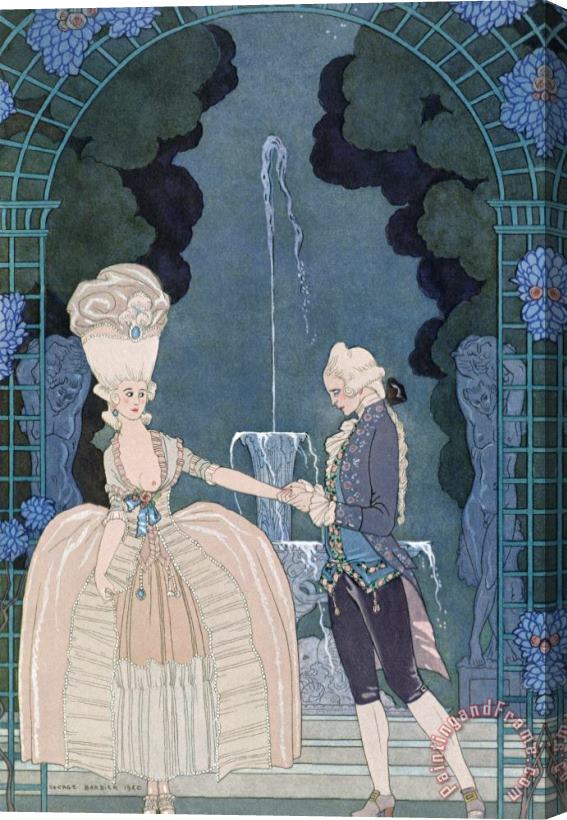 Georges Barbier Love Under The Fountain Stretched Canvas Print / Canvas Art