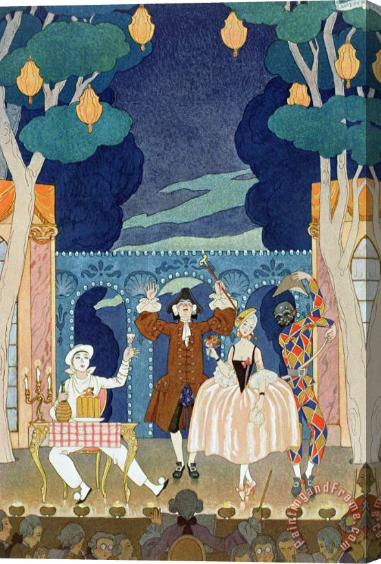 Georges Barbier Pantomime Stage Stretched Canvas Print / Canvas Art