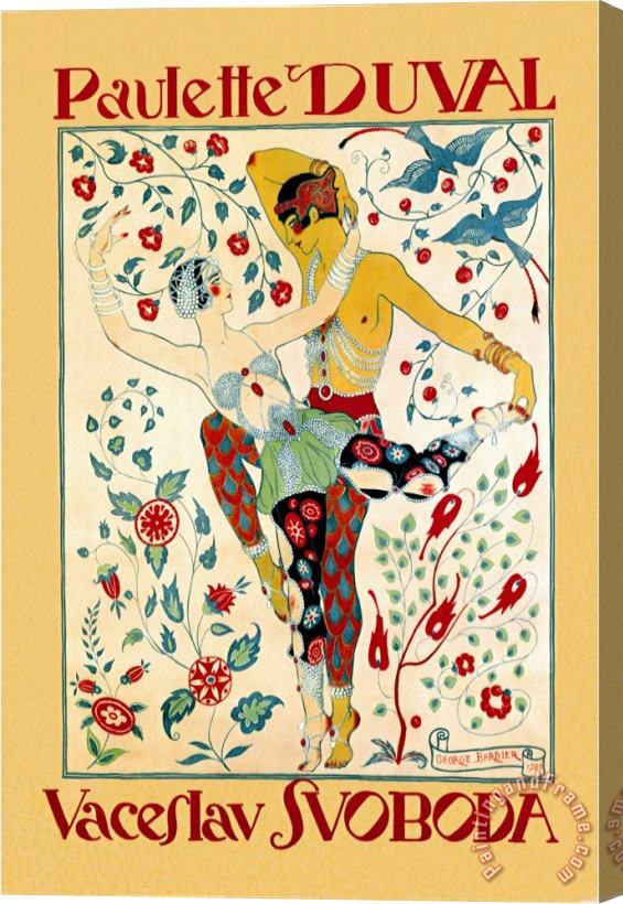 Georges Barbier Paulette Duval And Vaceslv Svoboda Dance Stretched Canvas Painting / Canvas Art