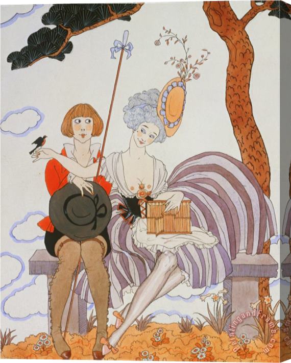Georges Barbier So Much Or The Bird Is Quickly Tamed Tant Mieux Ou L Oiseau Vite Apprivoise Stretched Canvas Painting / Canvas Art