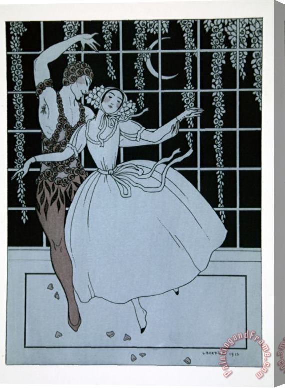 Georges Barbier Spectre De La Rose From The Series Designs on The Dances of Vaslav Nijinsky Stretched Canvas Print / Canvas Art