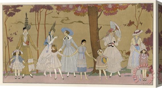 Georges Barbier Summertime Fashions for Women And Girls by Paquin Doucet Stretched Canvas Print / Canvas Art