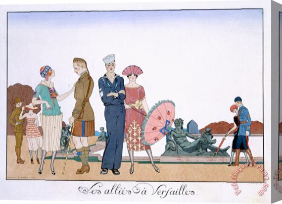 Georges Barbier The Allies In Versailles Stretched Canvas Painting / Canvas Art