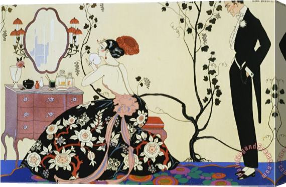 Georges Barbier The Powder Puff Stretched Canvas Print / Canvas Art