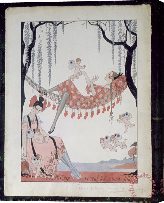Georges Barbier What Do Young Women Dream Of? Stretched Canvas Print / Canvas Art